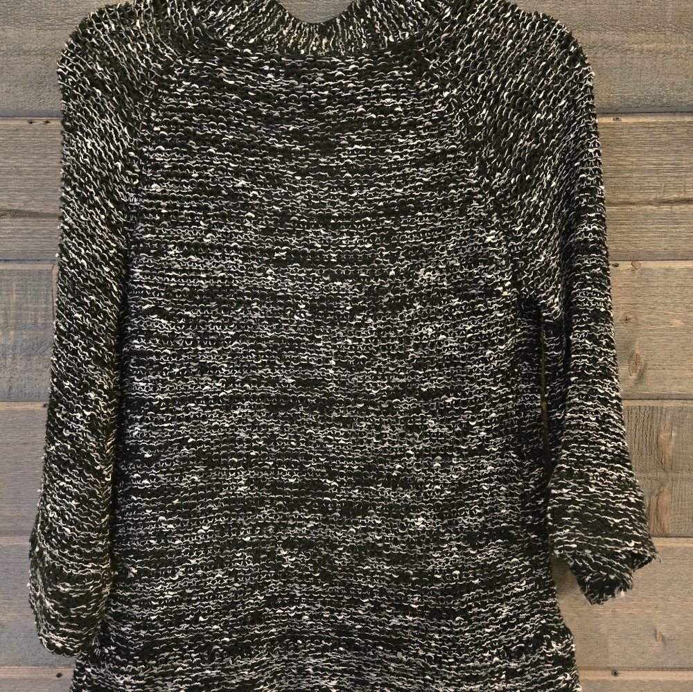 BCBG Maxazria Medium Tweed Knit Sweater Cardigan - Black, One Button - Picture 8 of 9